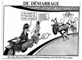 Ondanks de winst van de PvdA werd CDA'er Van Agt premier. Dit kwam volgens de tekenaar omdat 'wielergek' Van Agt het spelletje slimmer speelde.